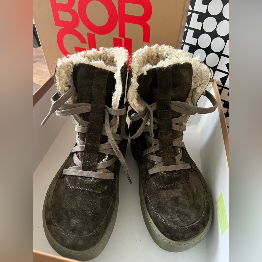 NWT Gia Borghini X RHW Gia 24 Suede Platform Ankle Boots Size 8 38